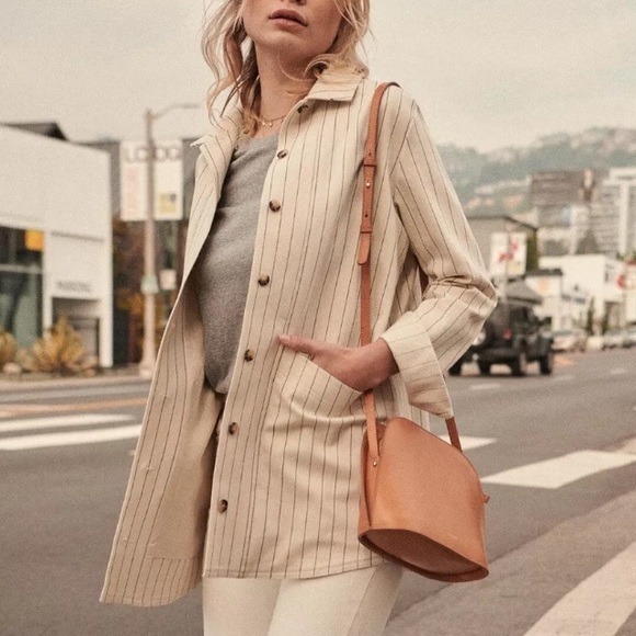 Sezane Jackets & Blazers - Sezane Will Jacket Cream Blue Stripes XS 34 NWT